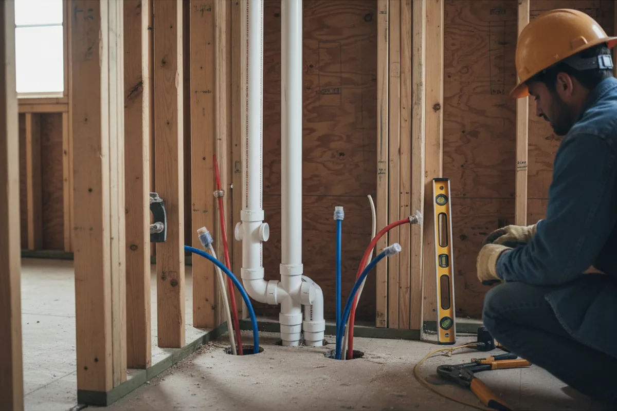 Drain and supply rough-in during Leak Detection in French Camp